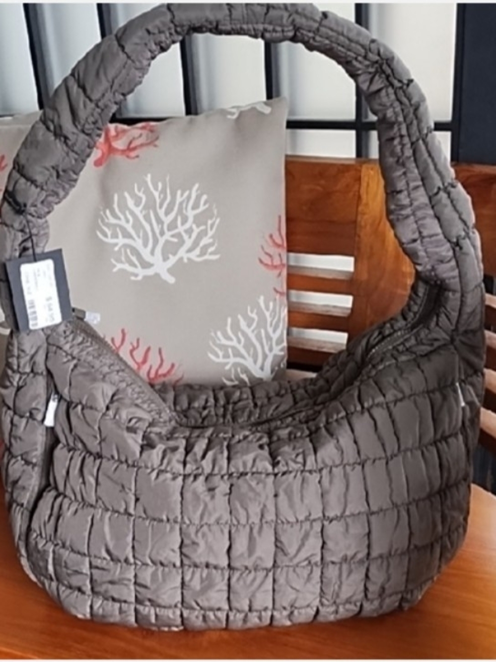 Taupe Puffer Bag